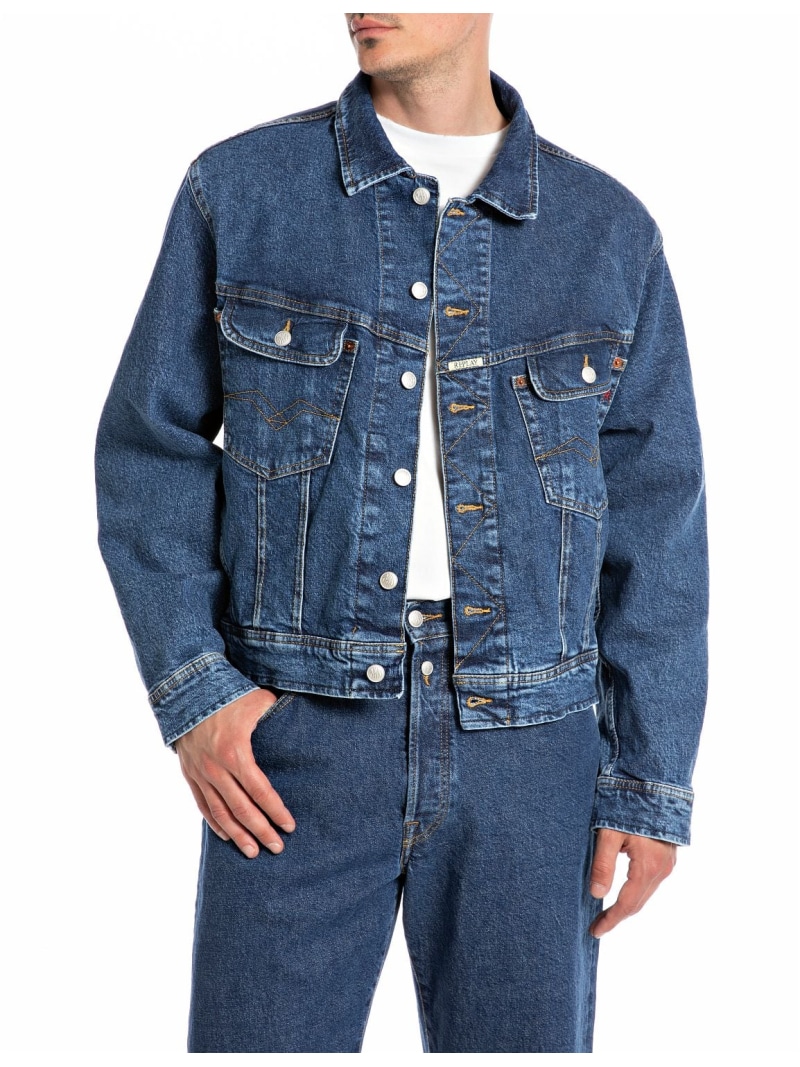 【SALE／40%OFF】REPLAY 9 ZERO 1 コンフォートデニムジャケット リプレイ ジャケット・アウター デニムジャケット ネイビー【RBA_E】【送料無料】｜ Fashion Men