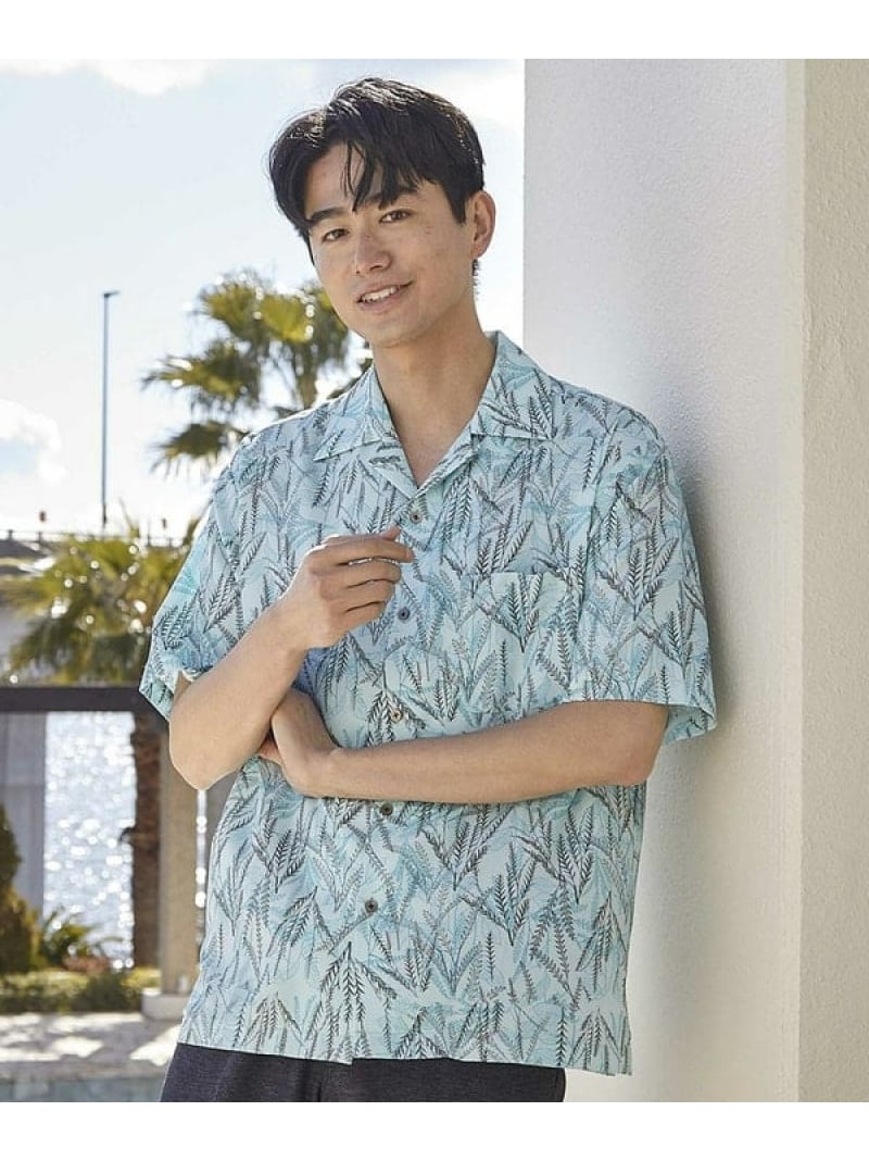 【SALE／10%OFF】UNION STATION UNION STATION by MEN'S BIGI*HIBIYA-KADAN コラボシャツ メンズ ビギ トップス シャツ・ブラウス ブルー ブラック【RBA_E】【送料無料】