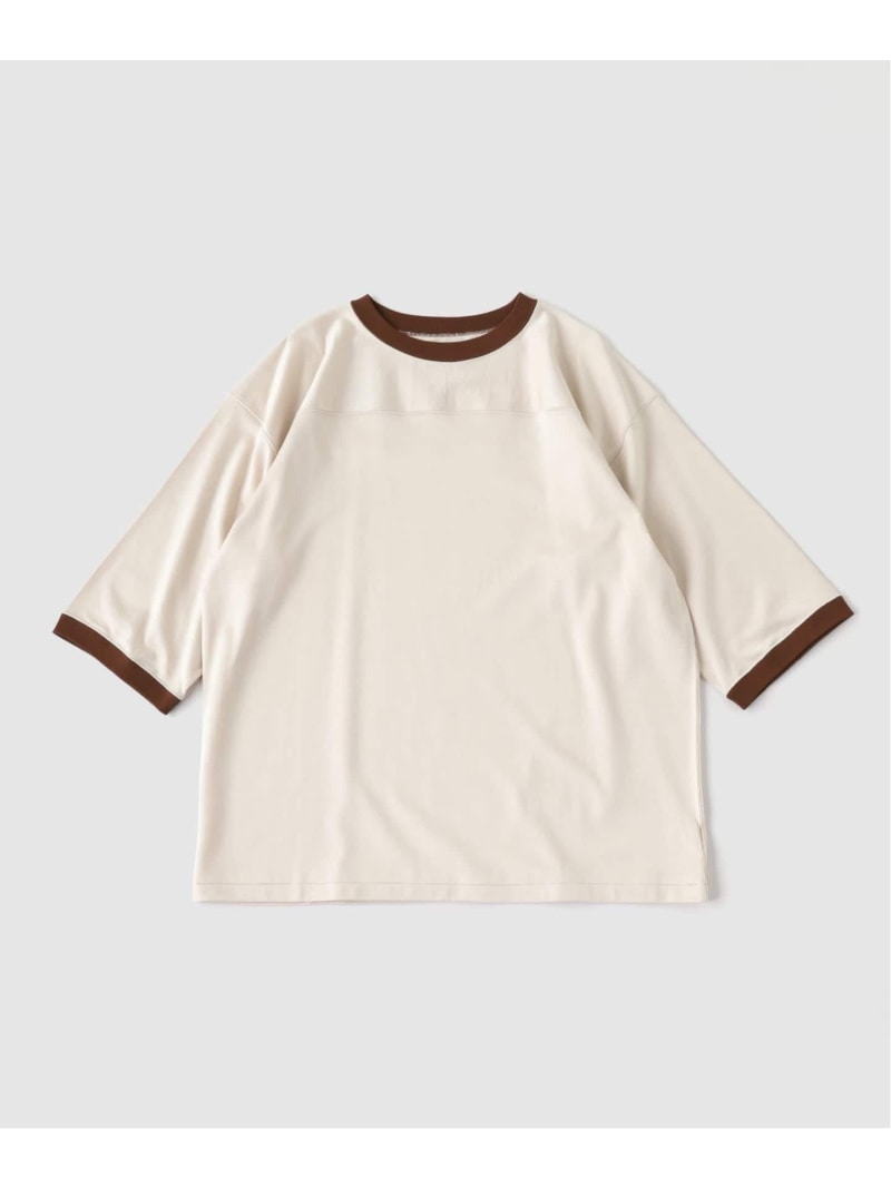 EDIFICE ETS.MATERIAUX(マテリオ) Refine Jersey Football プルオーバー エディフィス トップス カットソー・プルオーバー 米国海軍 ベージュ【貨物輸送無料】