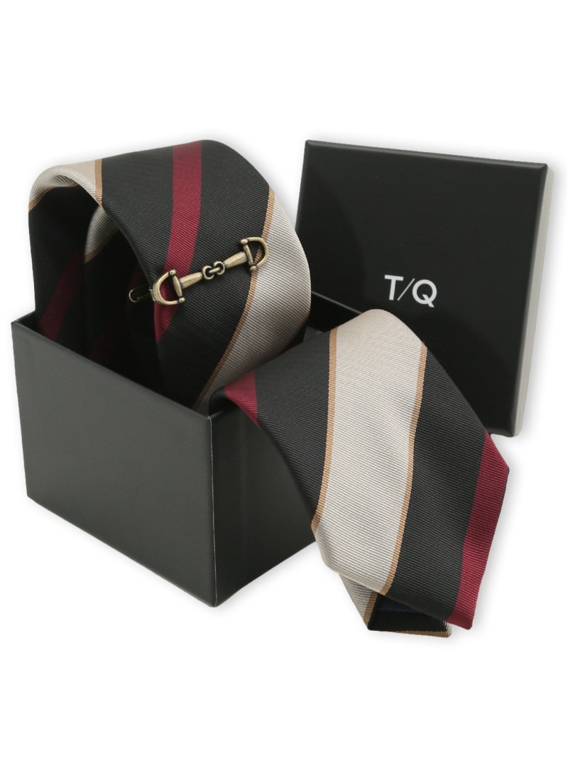 【SALE／10%OFF】TAKA-Q ネクタイ&タイバー BOXセット 【26SS】 タカキュー スーツ・フォーマル ネクタイ・蝶ネクタイ ワインレッド【RBA_E】【送料無料】
