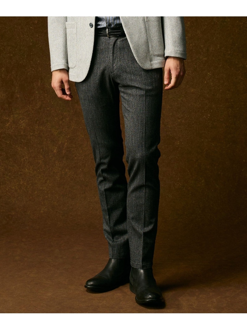 JOSEPH ABBOUD 【ウエストも伸びる!オーガニックコットン使用】ムリネへリンボンストレッチ パンツ ジョセフアブード パンツ その他のパンツ ネイビー グレー【送料無料】