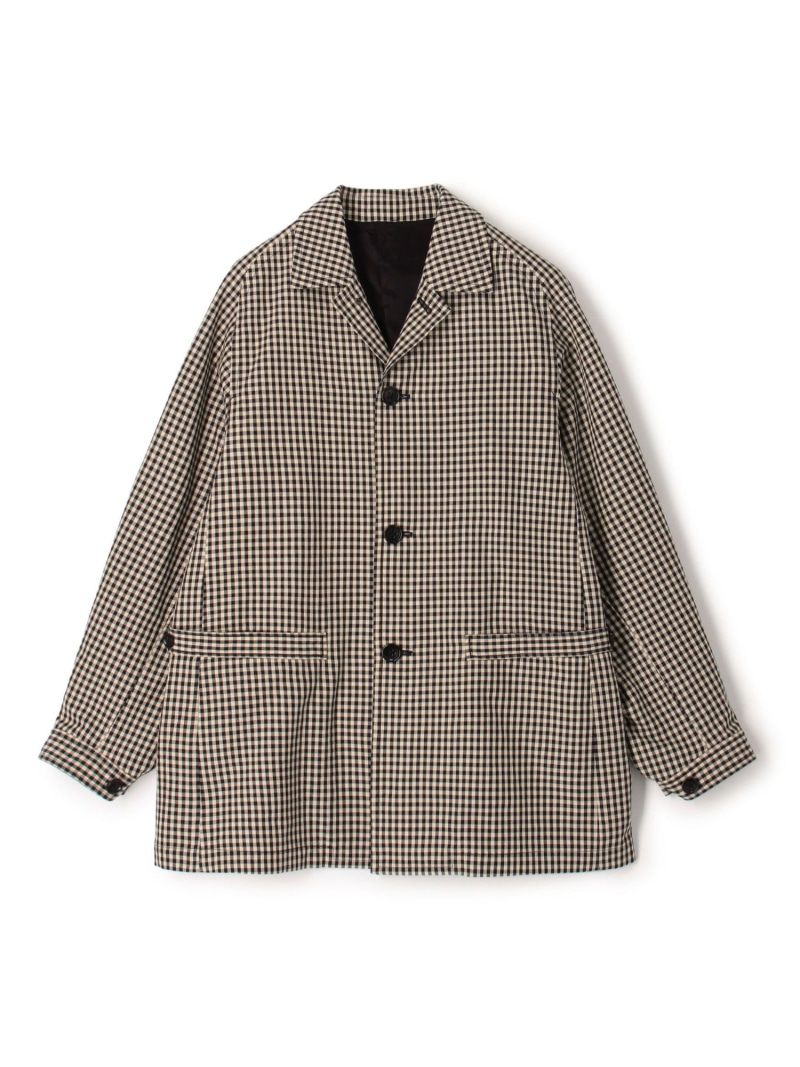 【SALE／40%OFF】TOMORROWLAND MEN シルクカシミア ギンガムチェック シングルブレステッド ショートコート トゥモローランド ジャケット・アウター その他のジャケット・アウター ベージュ【RBA_E】【送料無料】