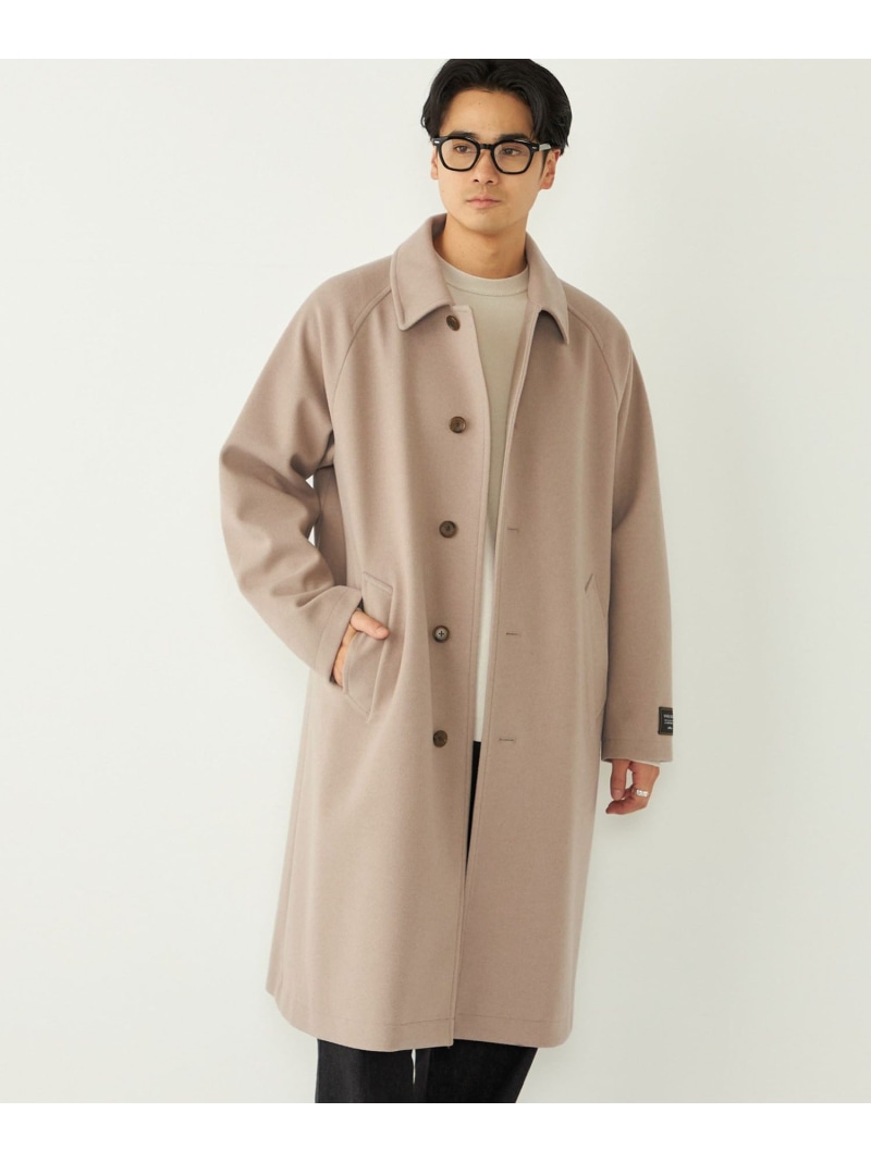 SHIPS Colors SHIPS Colors:羊毛 交ぜ合わせる ロング厚地の外套 シップス ジャケット・アウター ステンカラー厚地の外套 ベージュ 黒いこと 米国海軍【貨物輸送無料】