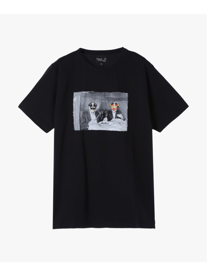 agnes b. HOMME メンズ プリント コットン 半袖 アーティスト Tシャツ "Jim Jarmusch" アニエスベー トップス カットソー・Tシャツ ブラック【送料無料】｜ Fashion Men