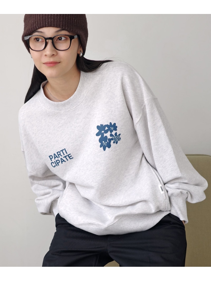 ANME 前後ロゴタイプ入り口・入口 お花 刷り上げる 裏毛 流汗 トップス ANME アンメ アンドミー トップス スウェット・トレーナー 米国海軍 白いこと【貨物輸送無料】