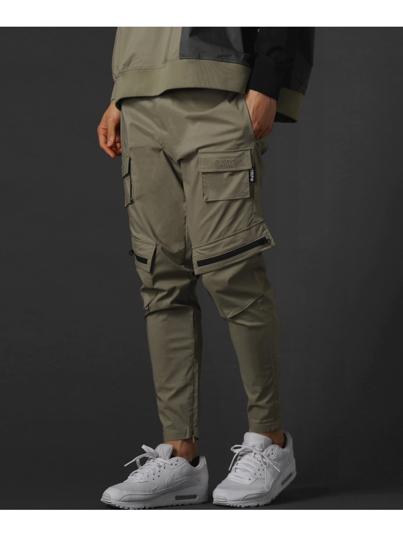 【SALE／5%OFF】LUXE/R ベルトループ付き撥水加工ストレッチ布帛ダブルカーゴポケット裾ジップパンツ カジュアル パンツ その他のパンツ カーキグリーン ベージュ グレー ブラック【RBA_E】【送料無料】｜ Fashion Men