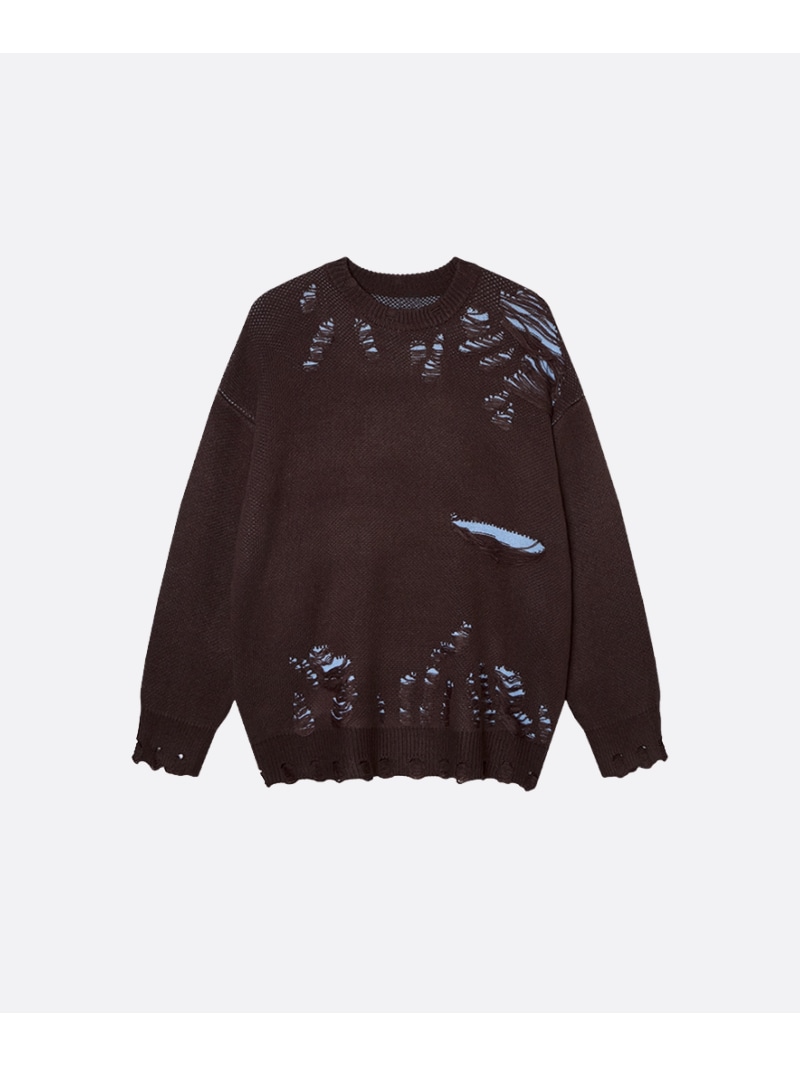 U:UME Two Tone Broken Sweater ユーム トップス ニット ブラック【先行予約】*【送料無料】