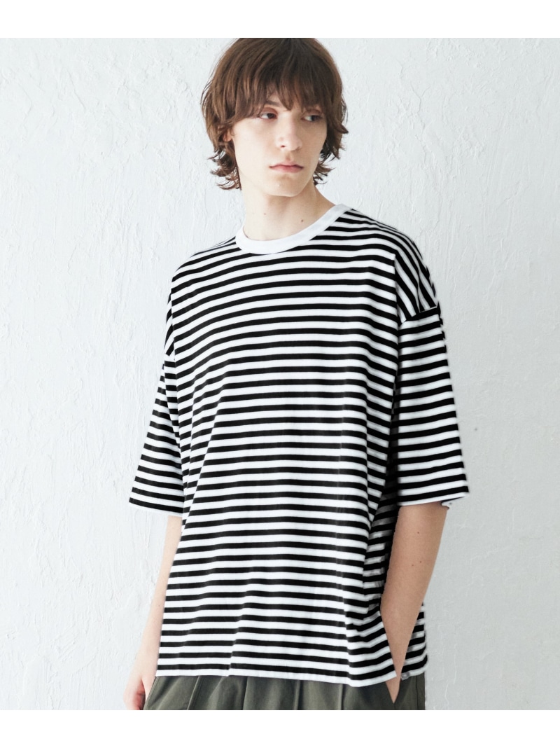 rehacer rehacer:Slite Border Flower CS レアセル トップス カットソー・Tシャツ ブラック ネイビー【送料無料】