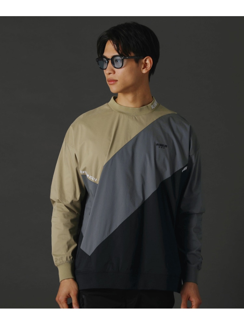 LUXE/R 撥水加工ストレッチ布帛Diagonal Color Scheme止水ZIPプルオーバー カジュアル トップス カットソー・Tシャツ ホワイト ブラック ベージュ【送料無料】