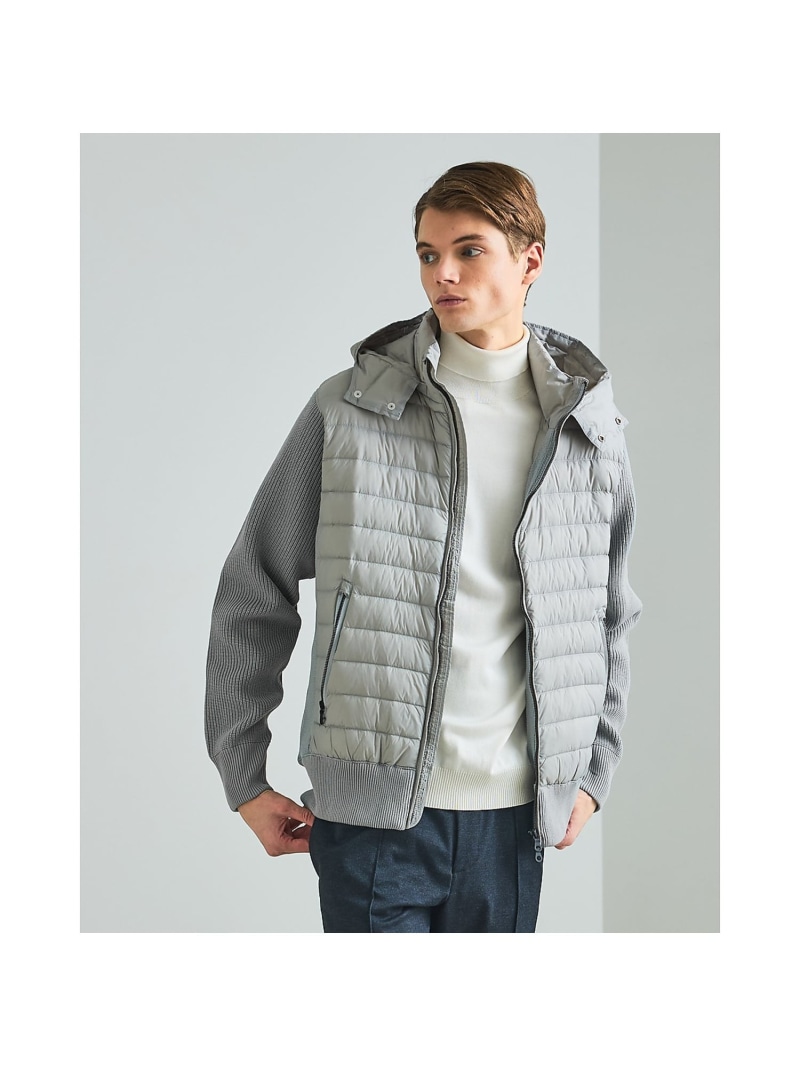 【SALE/20%OFF】DESIGNWORKS ニットコンビ ダウンフード タフタ ブルゾン デザインワークス ジャケット・アウター ダウンジャケット・ダウンベスト ブラック ホワイト グレー【RBA_E】【送料無料】| Fashion Men