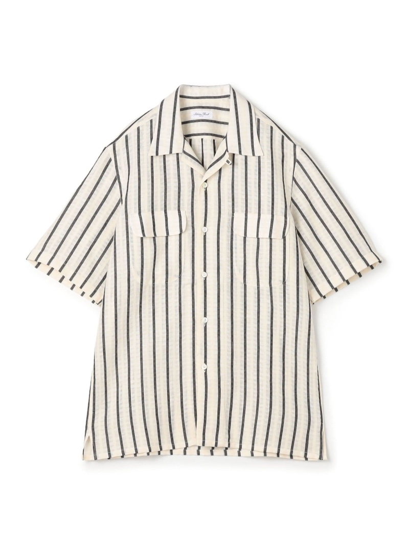 TOMORROWLAND MEN 【別注】Salvatore Piccolo BRYAN コットンリネンストライプ オープンカラー ハーフスリーブシャツ トゥモローランド トップス シャツ・ブラウス ホワイト【送料無料】