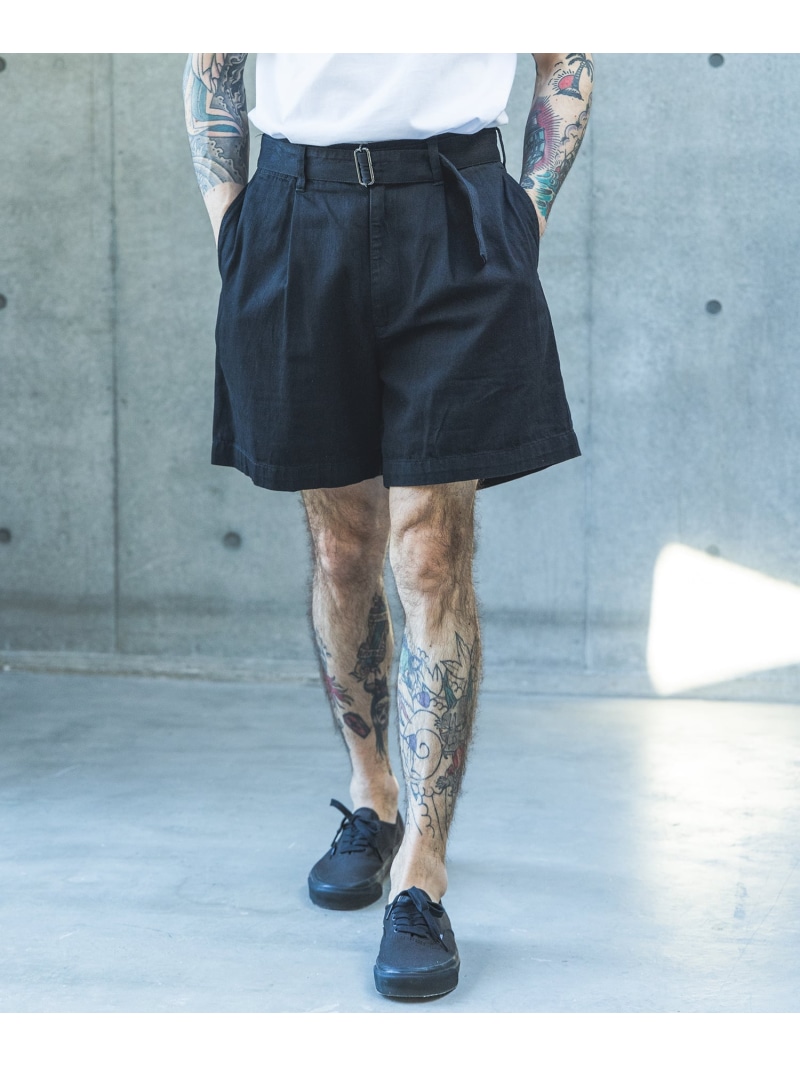 MR.OLIVE RINSE WASH 8oz DENIM /BELTED SHORTS ミスターオリーブ パンツ ジーンズ・デニムパンツ ネイビー ホワイト ブラック【先行予約】*【送料無料】