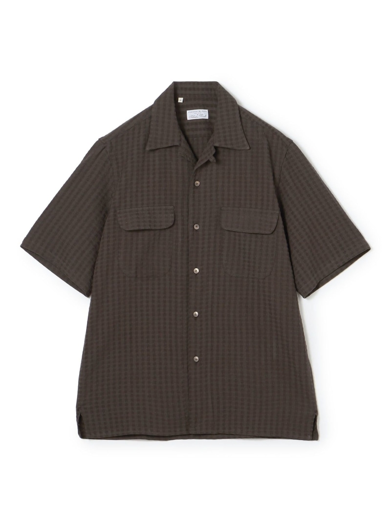 TOMORROWLAND MEN 【別注】Salvatore Piccolo BRYAN コットンドビー オープンカラー ハーフスリーブシャツ トゥモローランド トップス シャツ・ブラウス ブラウン【送料無料】