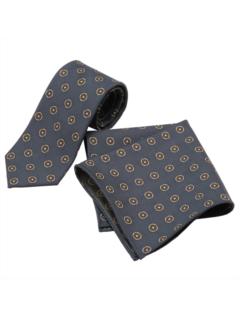 BRICK HOUSE by Tokyo Shirts ネクタイ&ポケットチーフセット イタリア生地 日本製 毛100% カノニコ ビジネス フォーマル ギフト BM15J400GCAT6AA-19-950 トーキョーシャツ スーツ・フォーマル ネクタイ・蝶ネクタイ ネイビー【送料無料】