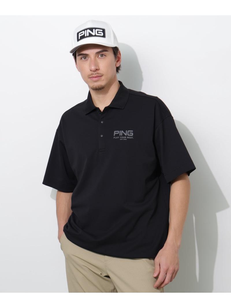 PING APPAREL クイック素っ気ないUV半袖カノコオーバーポロシャツ ＜PERFORMANCE＞ (MENS) ピン 御召しもの トップス スポーツシャツ サクラ色 白いこと 黒いこと【貨物輸送無料】