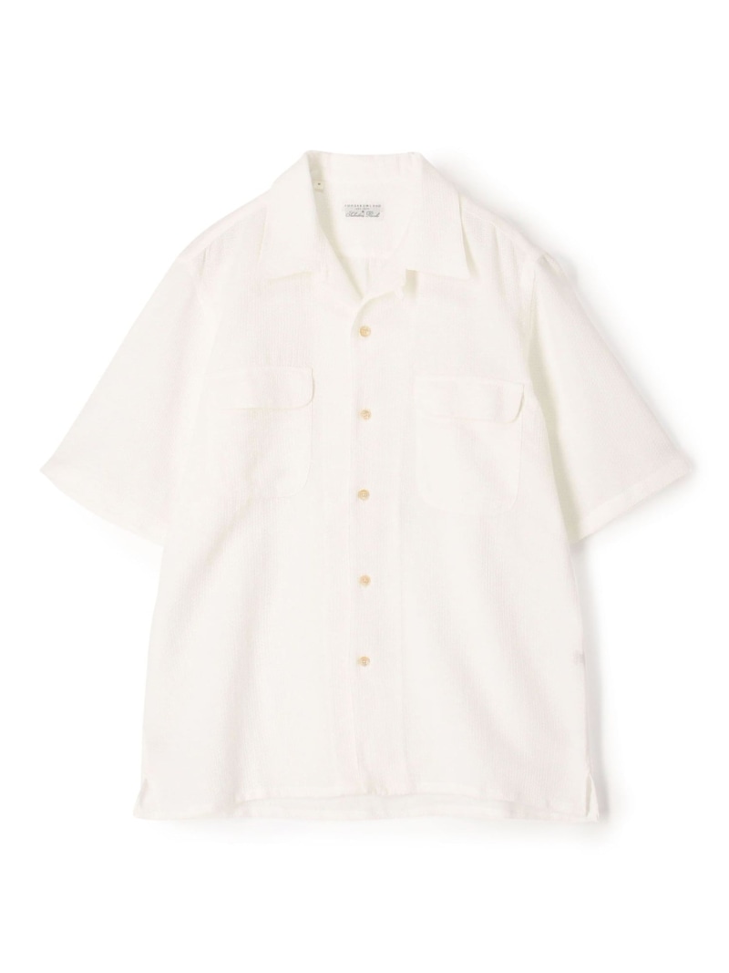 TOMORROWLAND MEN 【別注】Salvatore Piccolo BRYAN コットンメッシュ ダブルポケットオープンカラー ハーフスリーブシャツ トゥモローランド トップス シャツ・ブラウス ホワイト【送料無料】