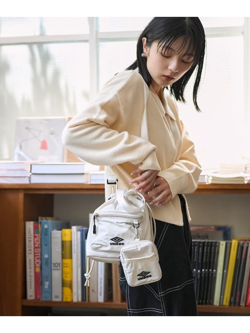 【SALE／15%OFF】UMBRO 別注 ポーチ付き 巾着バッグ 25AW フリークスストア バッグ ショルダーバッグ ベージュ ブラック【RBA_E】【送料無料】
