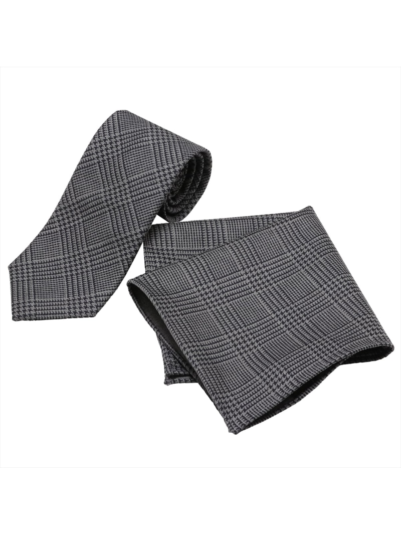 BRICK HOUSE by Tokyo Shirts ネクタイ&ポケットチーフセット イタリア生地 日本製 毛100% カノニコ ビジネス フォーマル ギフト BM15J400GCAT6AA-35-913 トーキョーシャツ スーツ・フォーマル ネクタイ・蝶ネクタイ グレー【送料無料】