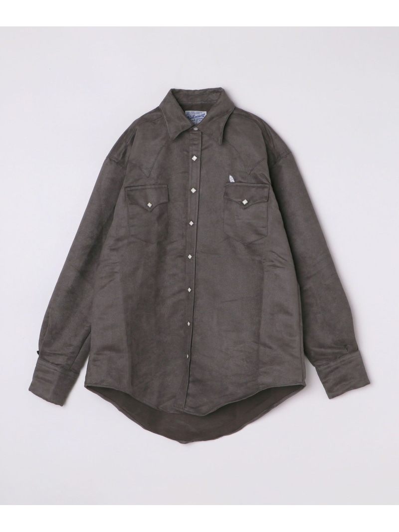 【SALE／50%OFF】SHIPS MEN ROCKMOUNT: ポリエステル フェイクスウェード ウエスタン シャツ シップス トップス シャツ・ブラウス グレー ブラウン【RBA_E】【送料無料】