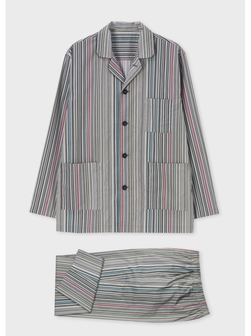 Paul Smith シグネチャーストライプ パジャマセット ポール・スミス インナー・ルームウェア その他のインナー・ルームウェア レッド グレー【送料無料】| Fashion Men