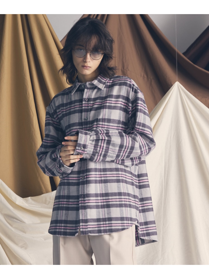 MAISON SPECIAL 【Italian Dead Stock Fabric】Prime-Over Regular Collar Flannel Shirt メゾンスペシャル トップス シャツ・ブラウス ベージュ ネイビー グレー【送料無料】｜ Fashion Men