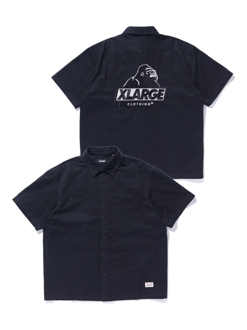 XLARGE SLANTED OG S/S WORK SHIRT エクストララージ トップス プルオーバー・トップ 米国海軍 黒いこと 薄墨色 緑であること【貨物輸送無料】