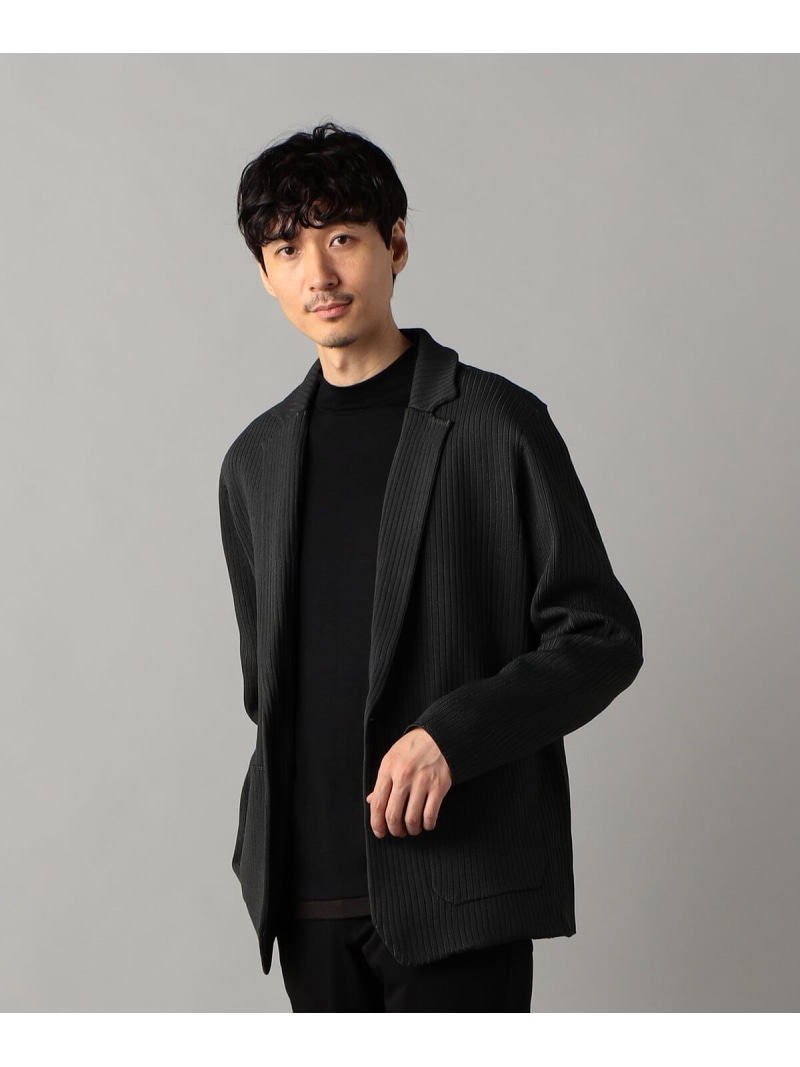 【SALE／50%OFF】COMME CA MEN リブニット ジャケット コムサメン ジャケット・アウター その他のジャケット・アウター ブラック グレー【RBA_E】【送料無料】