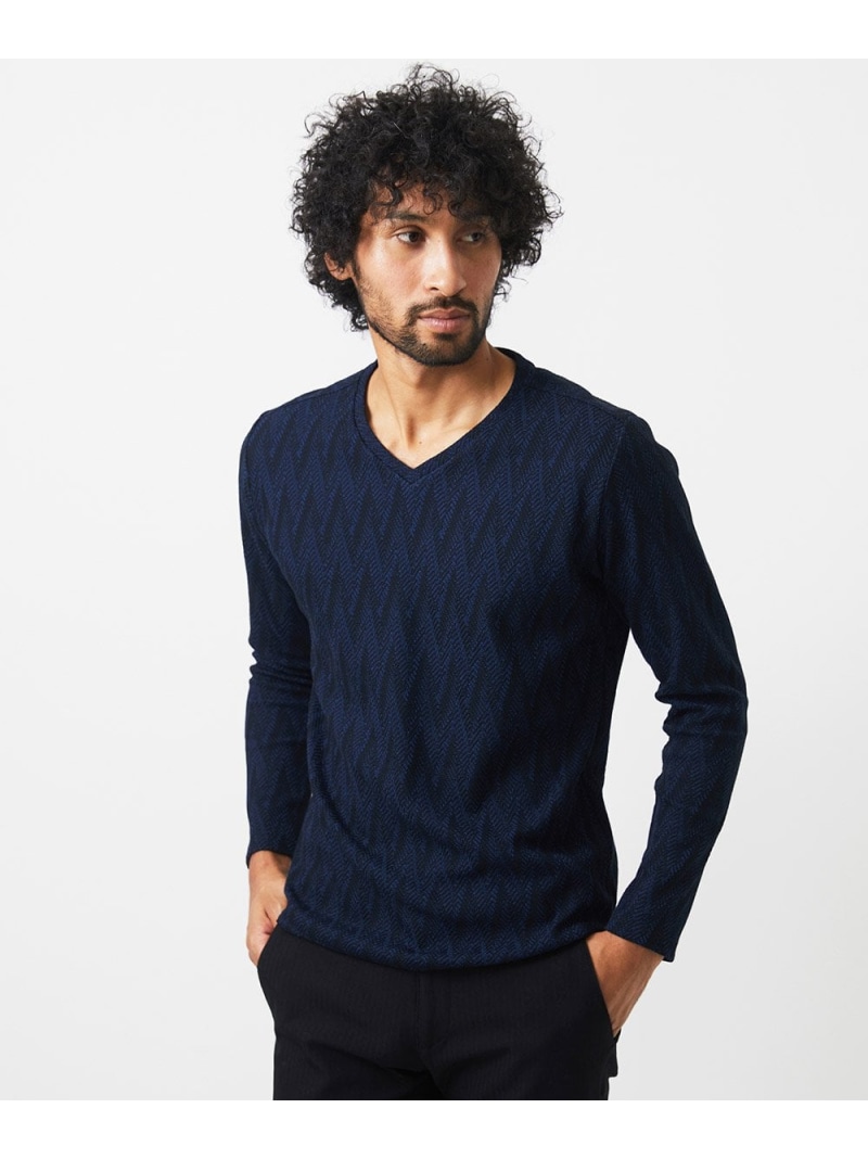 MICHEL KLEIN HOMME 《日本製》虚蝉シルケット長袖カットソー ミッシェルクランオム トップス カットソー・プルオーバー パープル 米国海軍 白いこと【貨物輸送無料】