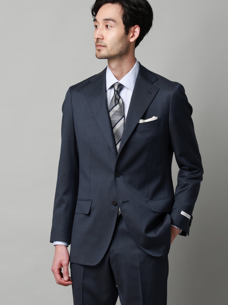 SUIT SQUARE 背広 3つ名取り草 Loro Piana 365 無地 TR27 背広 真四角 背広・フォーマル セットアップ背広 青碧【貨物輸送無料】