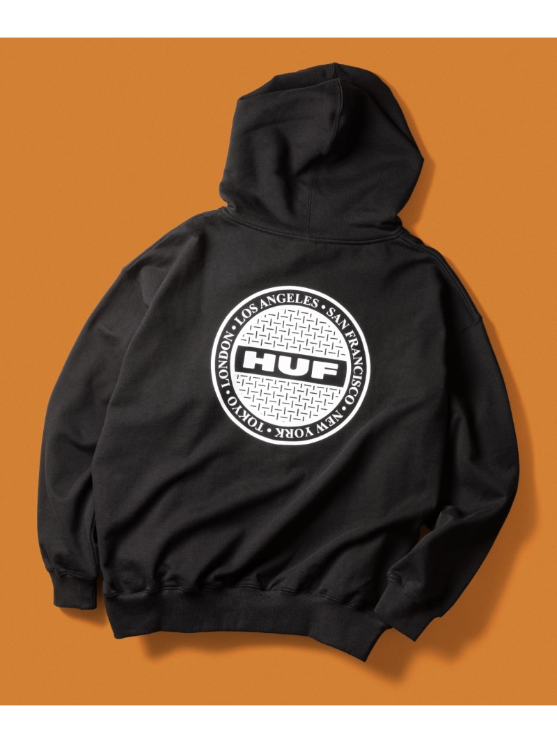 HUF MANHOLE HOODIE / HUF ハフ ジップパーカー ハフ トップス パーカー・フーディー ブラック グレー ネイビー【送料無料】
