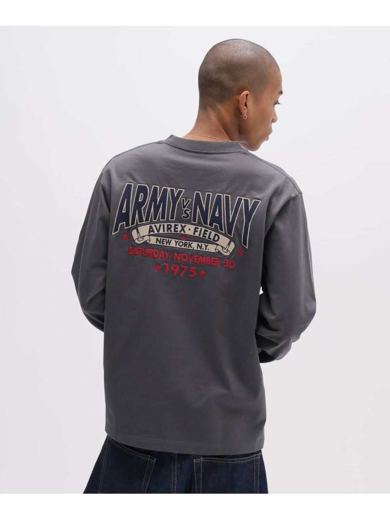 AVIREX ARMY VS NAVY GAME DAY L/S T-SHIRT アヴィレックス トップス カットソー・プルオーバー 薄墨色 白いこと 米国海軍【貨物輸送無料】