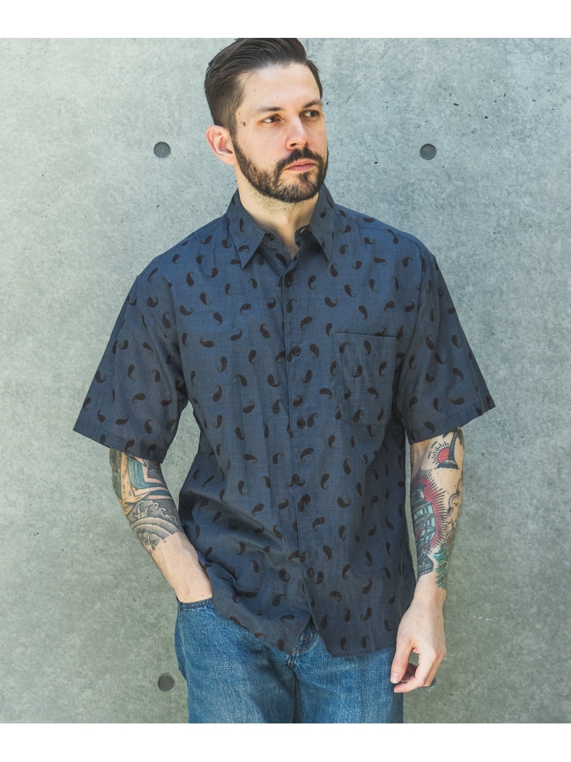 MR.OLIVE VINTAGE PAISLEY /SHORT/S REGULAR COLLAR SHIRT ミスターオリーブ トップス シャツ・ブラウス ブラウン ネイビー【送料無料】｜ Fashion Men