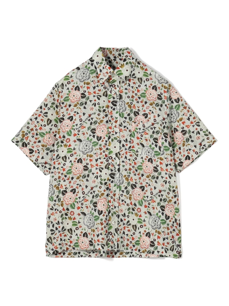 TOMORROWLAND MEN 80/1リネン ヴィンテージ花柄 半袖ボタンダウンシャツ トゥモローランド トップス シャツ・ブラウス グリーン ベージュ【送料無料】| Fashion Men