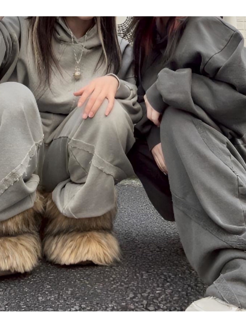 XU 【XU】set up design pigment pants ネバーマインドザエックスユー／チカシツプラス パンツ ジャージ・スウェットパンツ グレー【先行予約】*【送料無料】