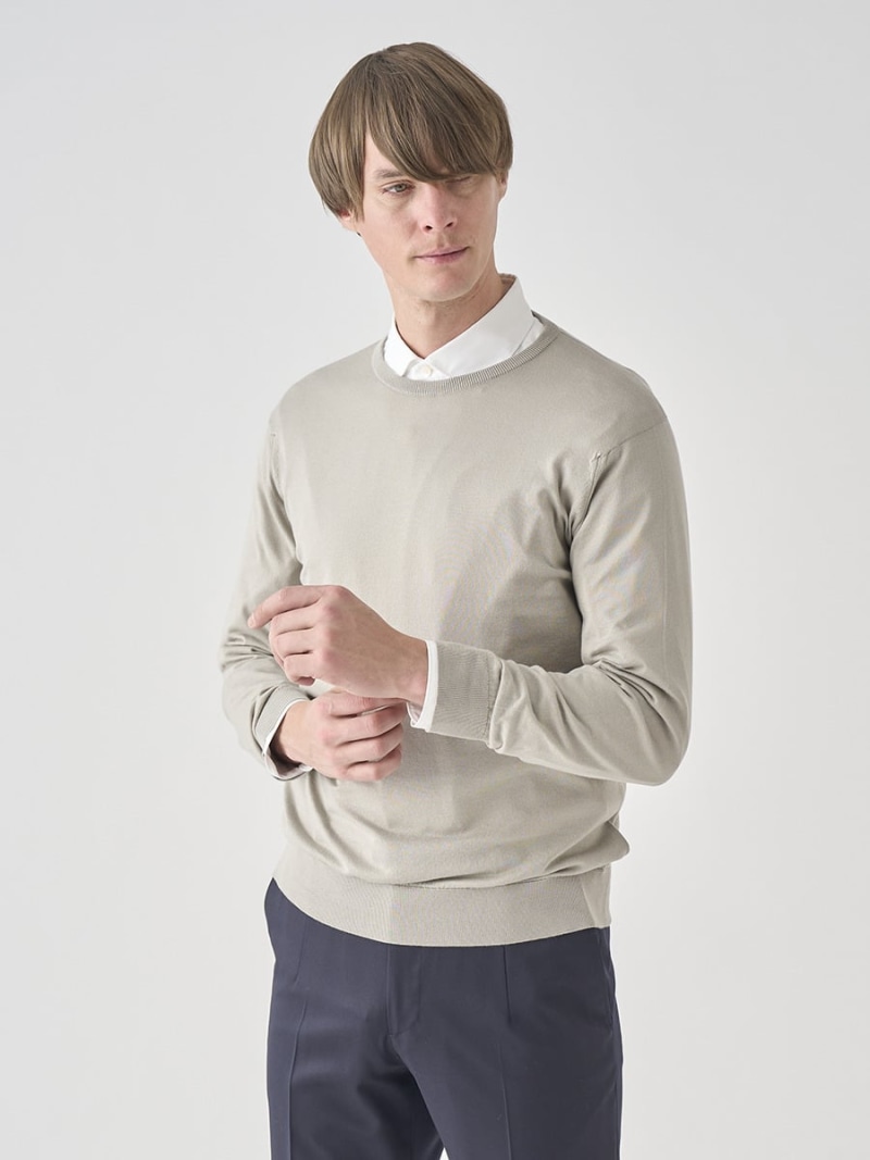 【SALE／20%OFF】JOHN SMEDLEY 労働者の一団のど頚長袖コットンニットプルオーバー ｜ DAVID ｜ 30G MODERN FIT ジョンスメドレー トップス 編み物【RBA_E】【貨物輸送無料】