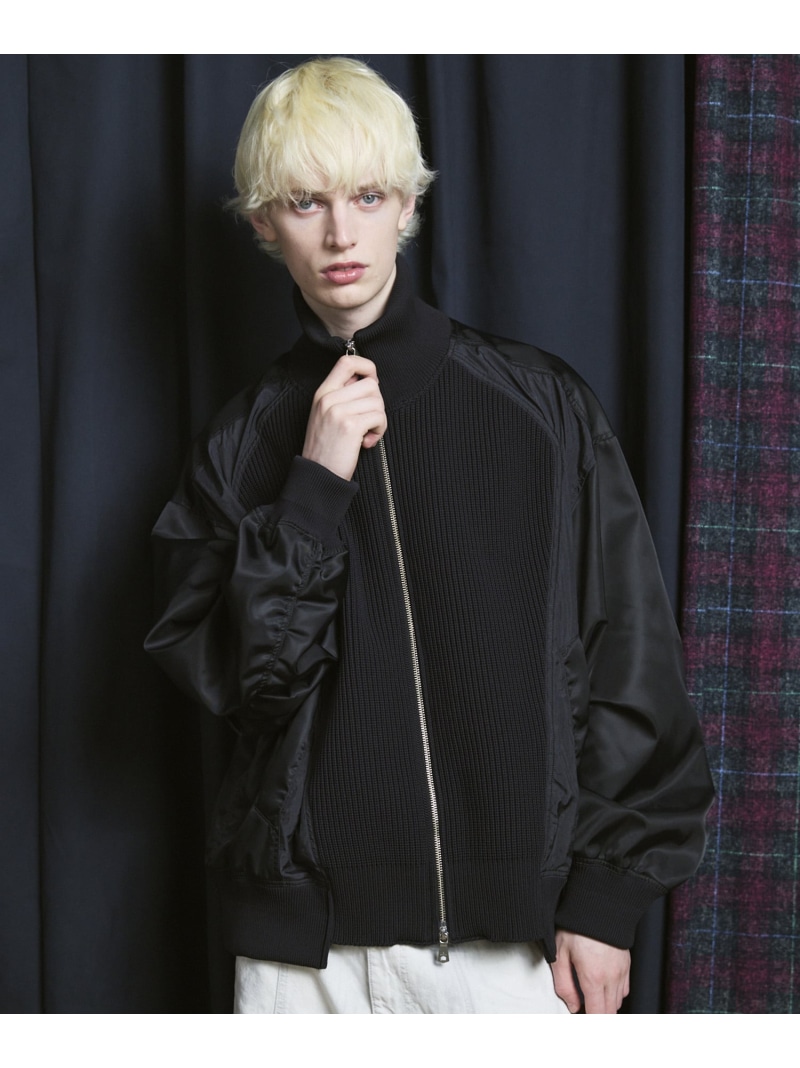 MAISON SPECIAL Knit Combination Prime-Over Drivers Knit Blouson メゾンスペシャル ジャケット・アウター ブルゾン・ジャンパー ブラック【送料無料】 19,272円