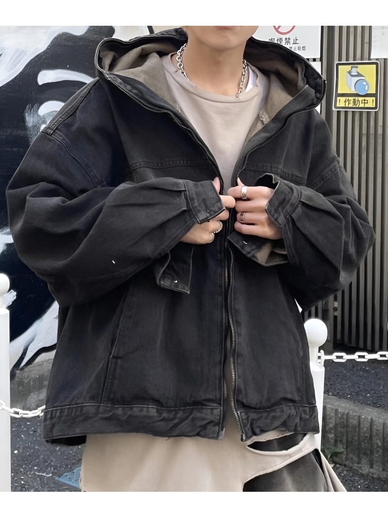 XU 【XU】setup denim jacket ネバーマインドザエックスユー／チカシツプラス ジャケット・アウター デニムジャケット ブルー ブラック【送料無料】｜ Fashion Men