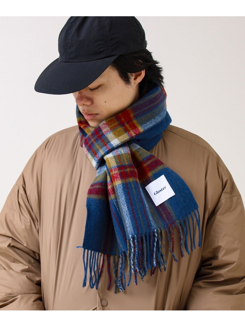 【SALE／30%OFF】GLOSTER 【カシミヤブレンド】ウールリバーシブルチェックマフラー フレディ アンド グロスター ファッション雑貨 マフラー・ストール・ネックウォーマー レッド ブルー グリーン ネイビー ブラック グレー【RBA_E】【送料無料】
