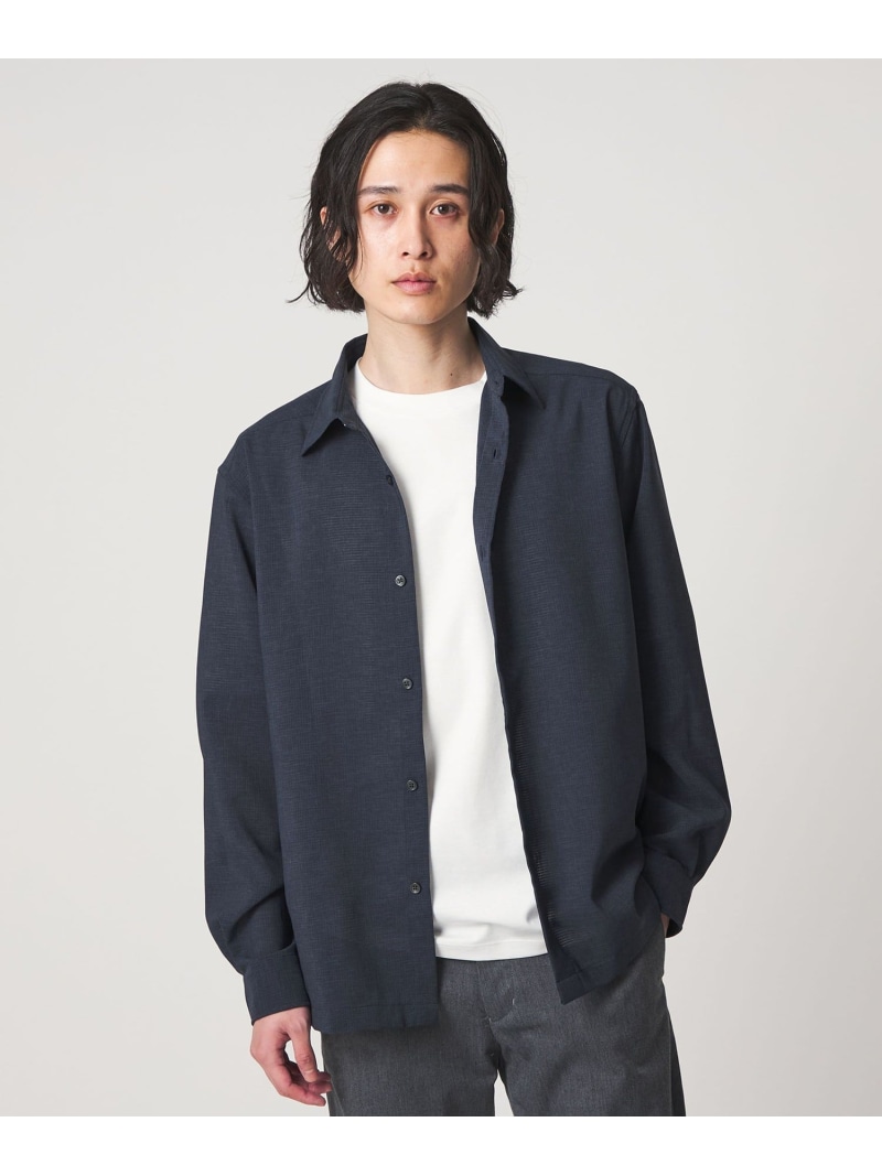 a day in the life Dot Air(R) ハイツイスト レギュラーカラー シャツ＜A DAY IN THE LIFE＞ ユナイテッドアローズ アウトレット トップス シャツ・ブラウス ネイビー グレー【送料無料】