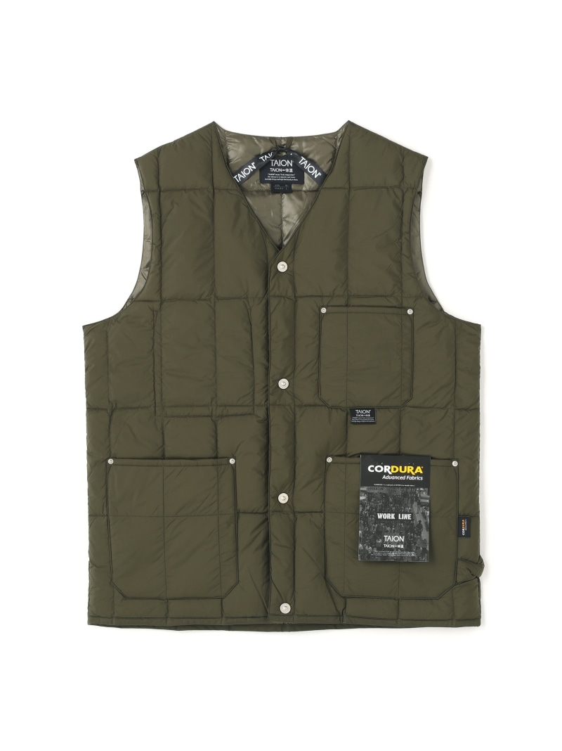 LHP TAION/タイオン/WORK V NECK BUTTON DOWN VEST エルエイチピー トップス ベスト・ジレ ブラック グリーン【送料無料】