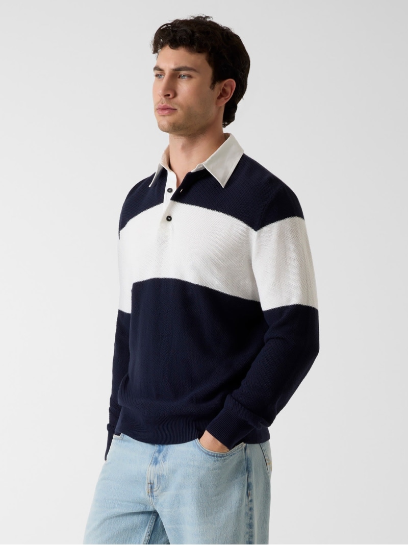GUESS GUESS ニットトップス ポロシャツ (M)KNOX Polo Sweater ゲス トップス ニット ベージュ ネイビー【送料無料】