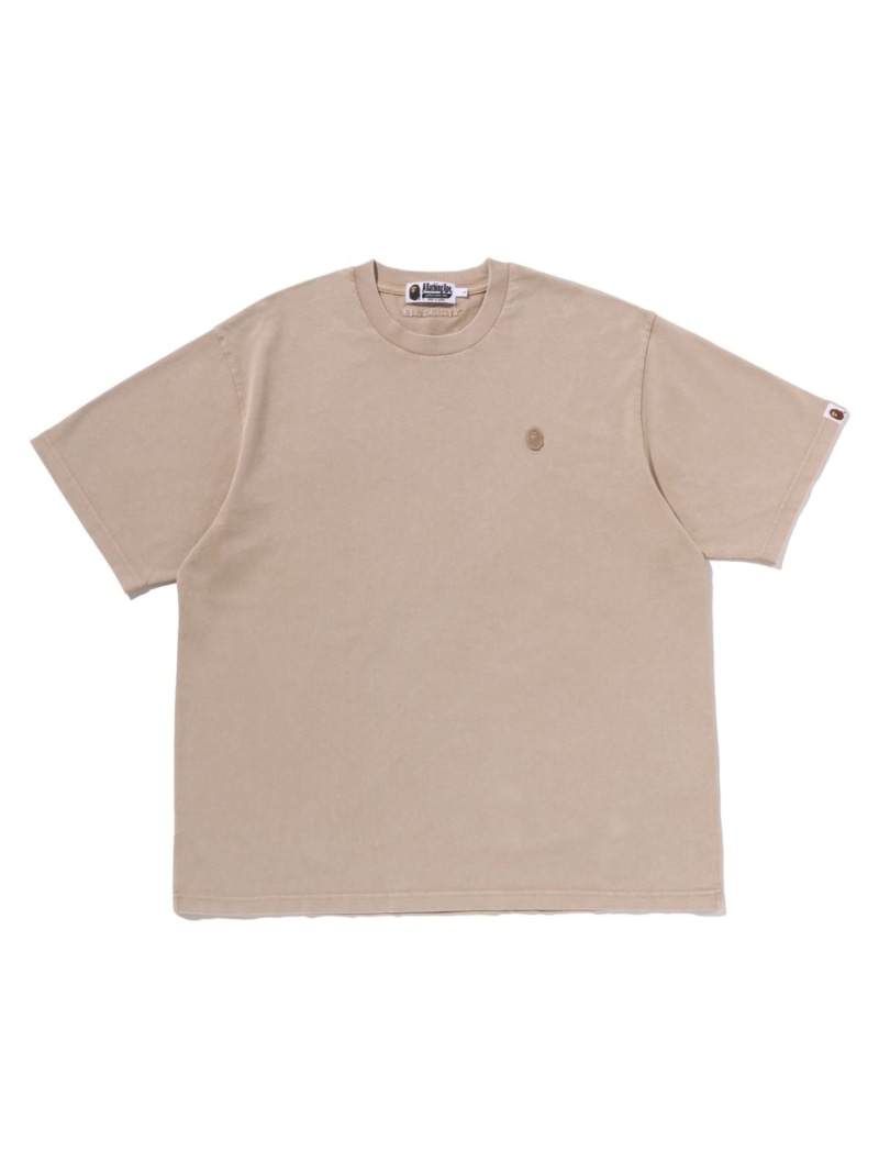 A BATHING APE GARMENT DYE ONE POINT RELAXED FIT TEE ア ベイシング エイプ トップス カットソー・プルオーバー 黒いこと ベージュ パープル【貨物輸送無料】