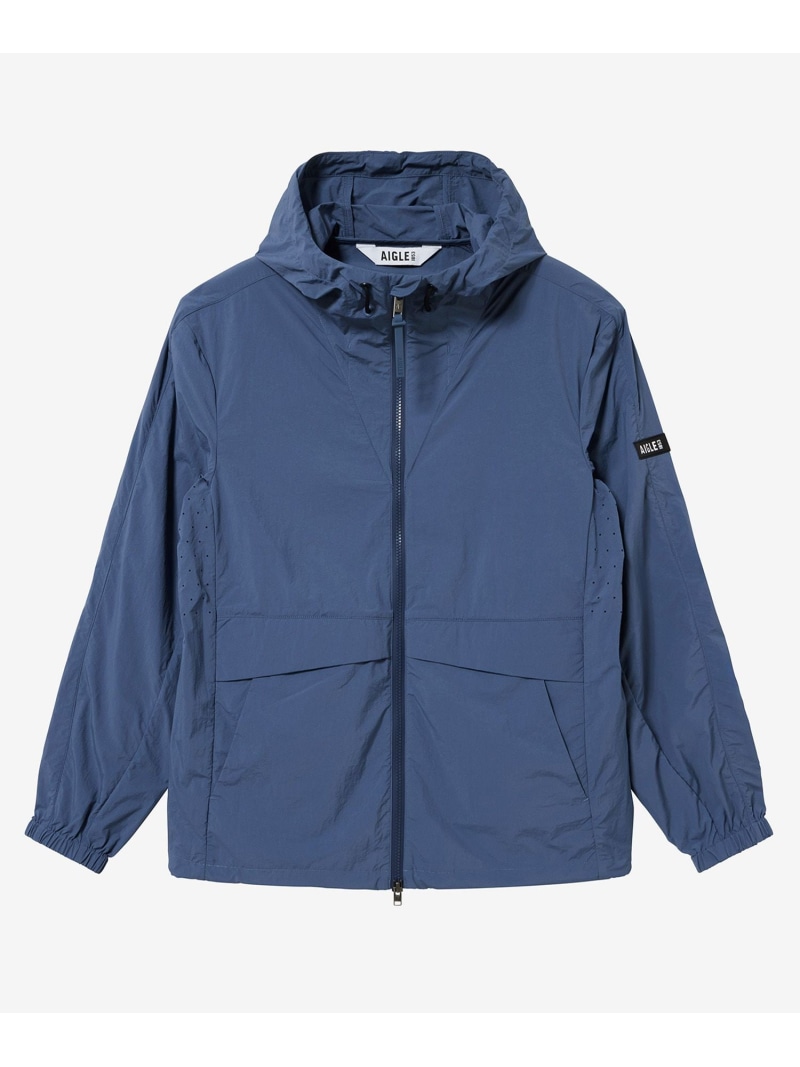 【SALE／30%OFF】AIGLE UVはね除ける 撥水ライトウェイトフーデッド ナイロン上衣 エーグル ジャケット・アウター ナイロン上衣 青味【RBA_E】【貨物輸送無料】