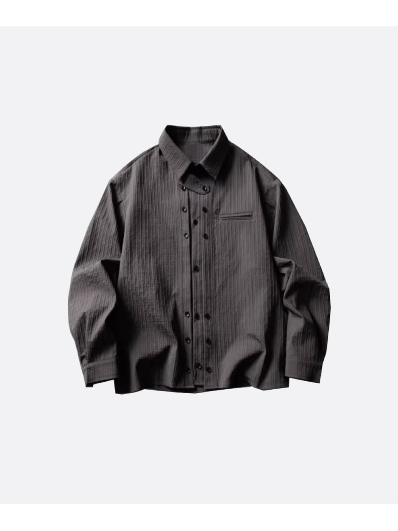 U:UME Double Button Emboss Shirt ユーム トップス プルオーバー・トップ 薄墨色 白いこと【先んずる取っておく】*【貨物輸送無料】