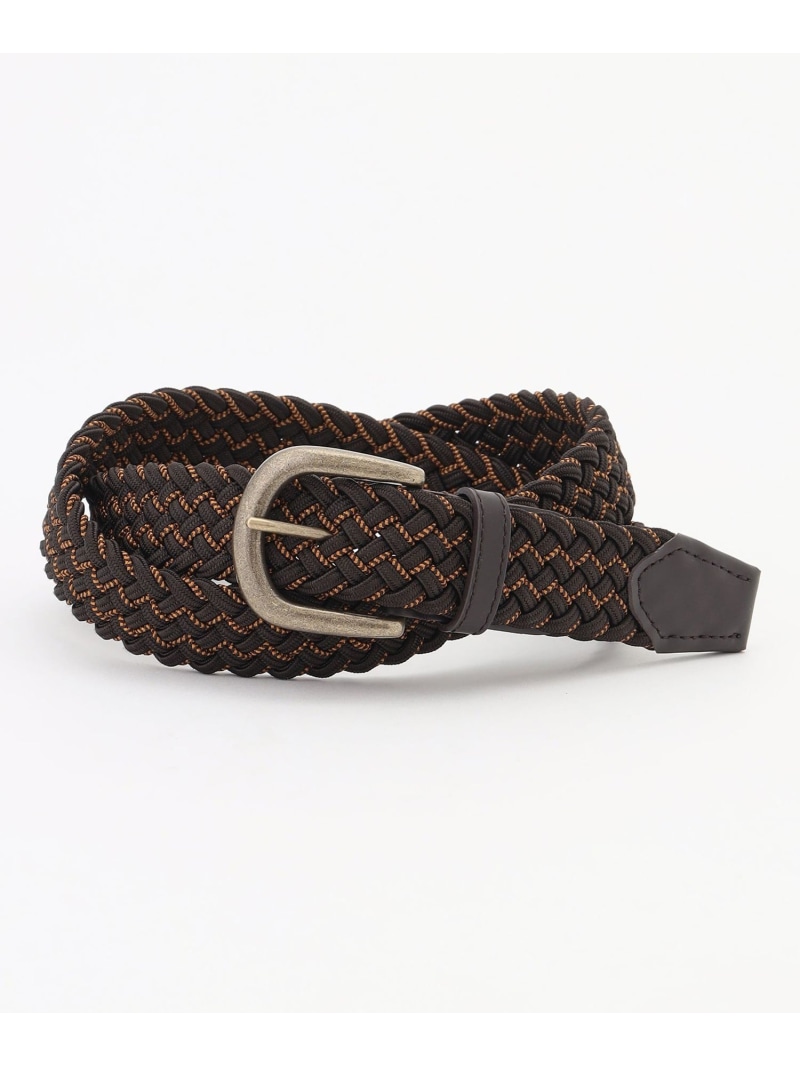 JOSEPH ABBOUD 【イタリア素材・ストレッチ・日本製】メランジグリッドストレッチ ベルト ジョセフアブード ファッション雑貨 ベルト ブラック【送料無料】