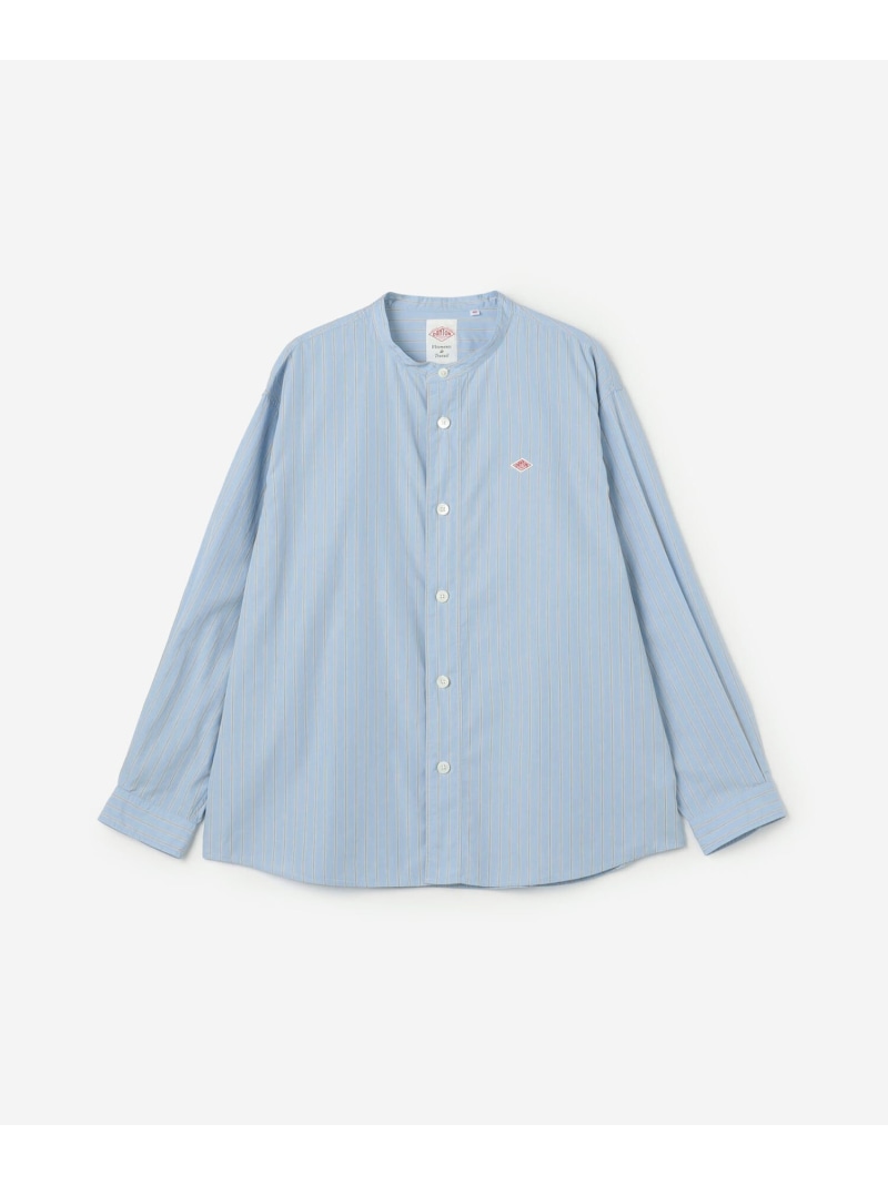 Bshop DANTON ｜ コットンポプリン 長袖バンドカラーシャツ STRIPE MEN ビショップ トップス シャツ・ブラウス ブルー グレー【送料無料】