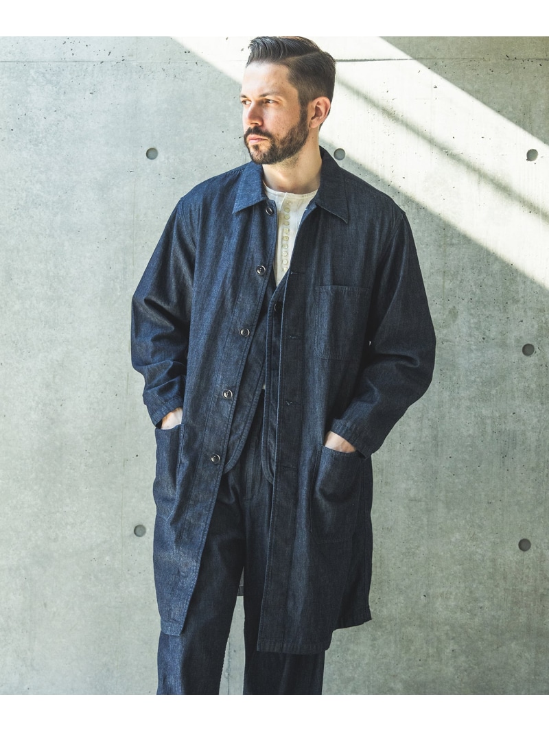 MR.OLIVE RINSE WASH 6oz SUPER LIGHT DENIM /UTILLITY COAT ミスターオリーブ ジャケット・アウター ステンカラーコート ネイビー ブラック【送料無料】｜ Fashion Men