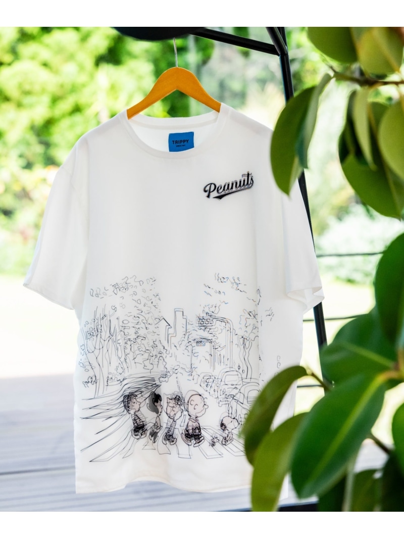 B\u00272nd TRIPPY ART(トリッピーアート)SNOOPY ABBEY ROAD 3D TEE ビーセカンド トップス カットソー・プルオーバー 白いこと【貨物輸送無料】