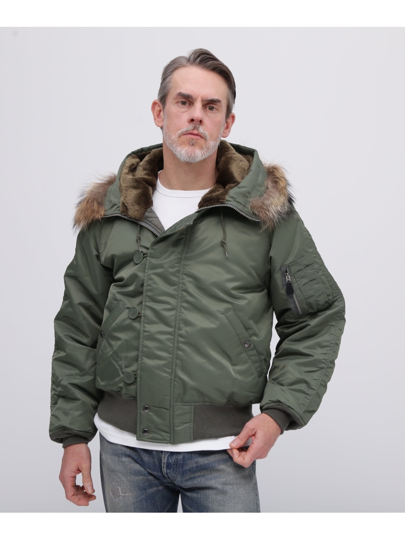 AVIREX N-2B COMMERCIAL REAL FUR アヴィレックス ジャケット・アウター ブルゾン・ジャンパー ブラック【送料無料】