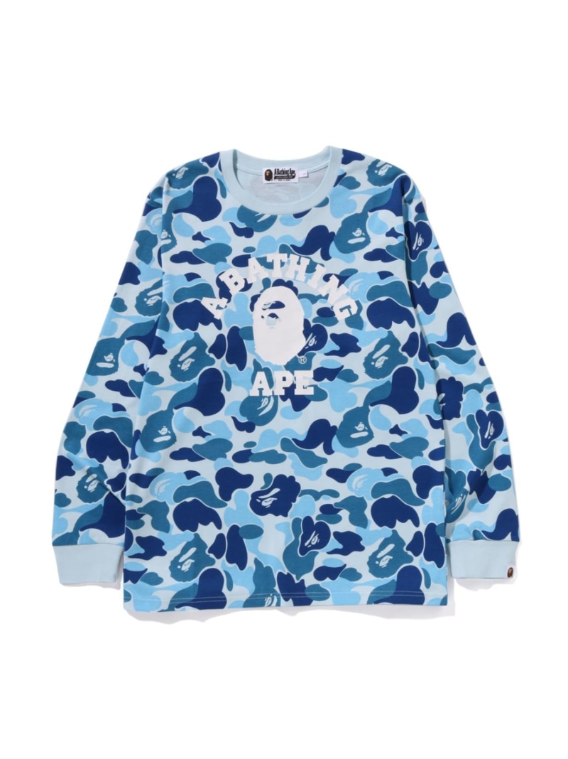 A BATHING APE ABC CAMO COLLEGE LS TEE ア ベイシング エイプ トップス カットソー・Tシャツ グリーン ブルー ピンク【送料無料】